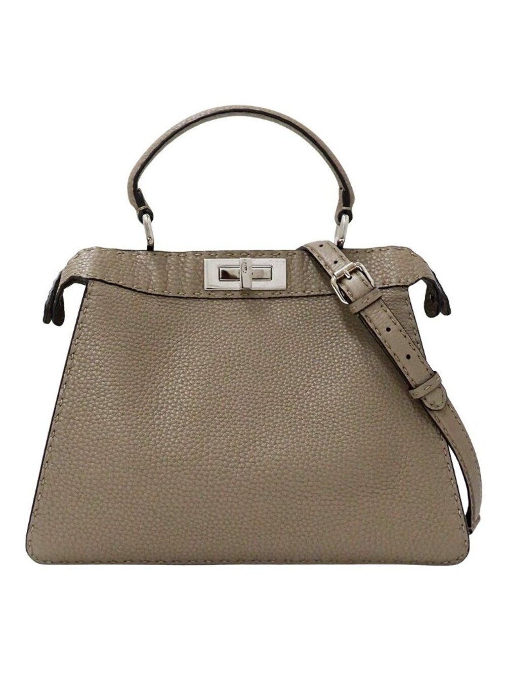 Fendi 2-Way Shoulder Bag Selleria Peekaboo ISeeU Medium Leather Greige